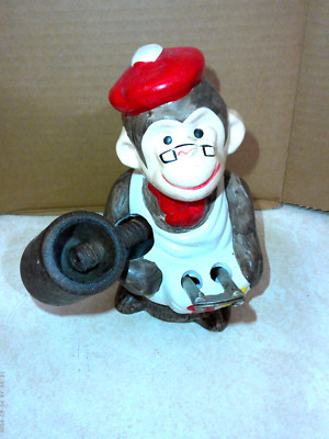 VINTAGE CERAMIC MONKEY NUTCRACKER SET MISSING 2 PICKS RARE COLLECTIBLE LOOK