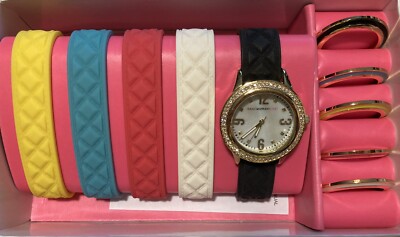 Isaac Mizrahi wristwatch set with 5 straps and 6 watch bezels Isaac Mizrahi LIVE! Interchangeable Silicone Goldtone Ladies  main image 2
