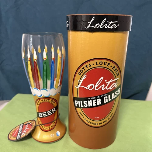 Lolita Birthday Beer 22oz Hand Painted Pilsner Glass with original box