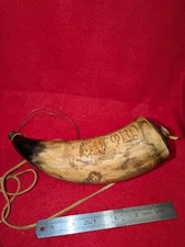 Powder Horn Indian Arrowheads Cabin Decor Schrimshaw