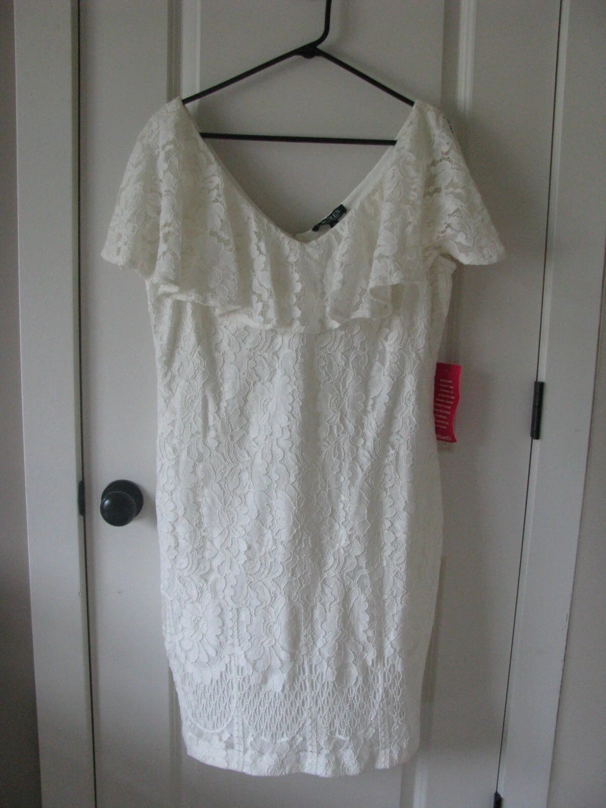 OFF WHITE Abito Ralph Lauren verde tag off bianco pizzo tg 16 manica svasata lunghezza ginocchio