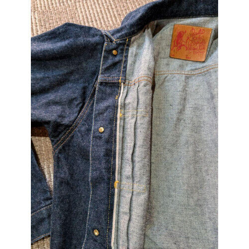 EVISU Denim Jacket First Type Buffalo Patch One Size EX cond EVISU Denim Jacket First Type Buffalo Patch One Size EX cond