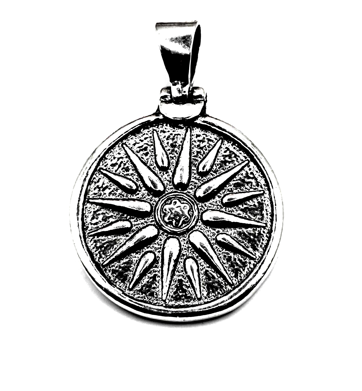 Handmade Sterling Silver 925 Ancient Greek Coin Vergina Sun Star Pendant