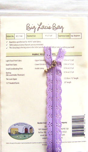 "Border Creek Station "BOLSA GRANDE LACIE" 9x5x8 Bolso de Mano PATRÓN DE COSTURA + Cremallera - Imagen 3 de 3
