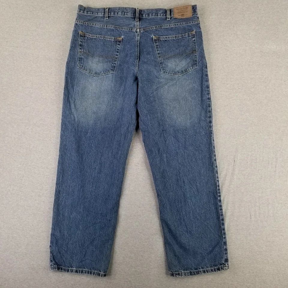 Pantalones de mezclilla azules holgados vintage descoloridos Glory 40x32 calce relajado peto ancho años 90 Foto 4 de 4