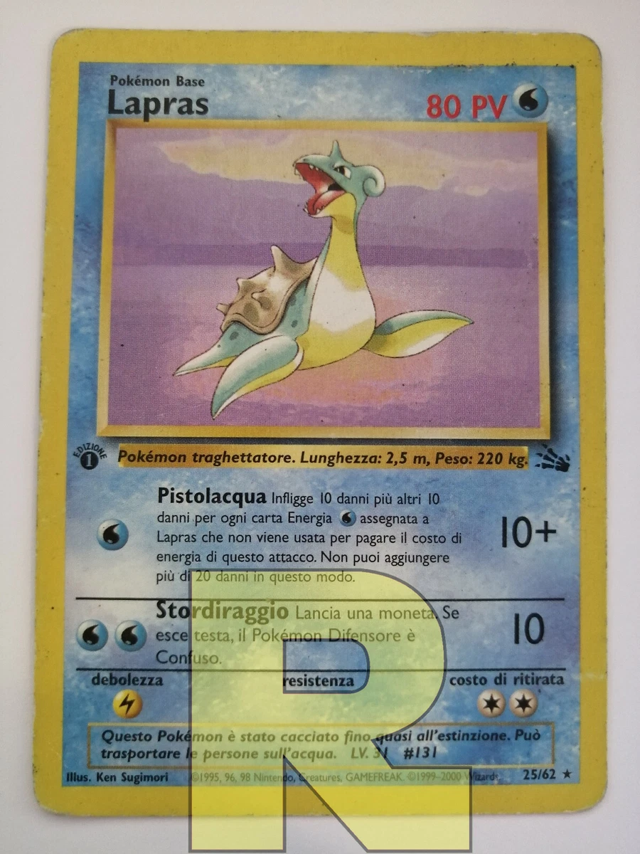 Lapras Fossil 25 62 Rara Pokemon 1 EDIZIONE Italiano Good