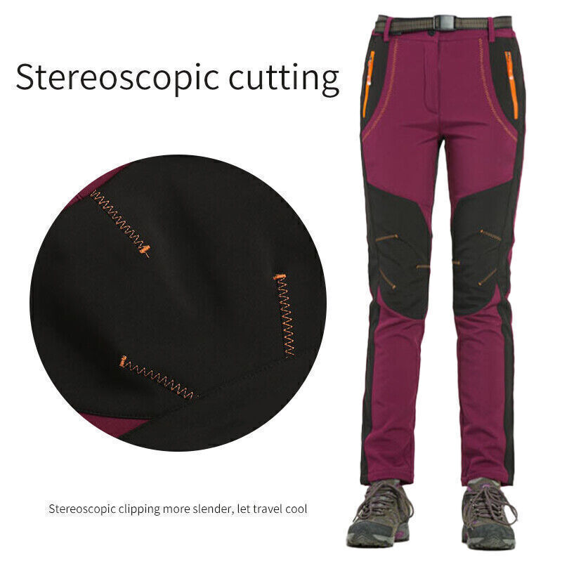 Womens Hiking Pants Waterproof Trousers Soft Fleece Outdoor Windproof