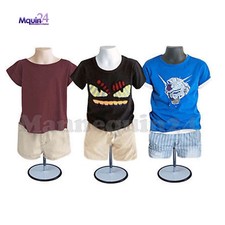 3 Pack CHILD TORSO MANNEQUIN FORM SET -White Flesh Black 3 Stands 3 Hangers