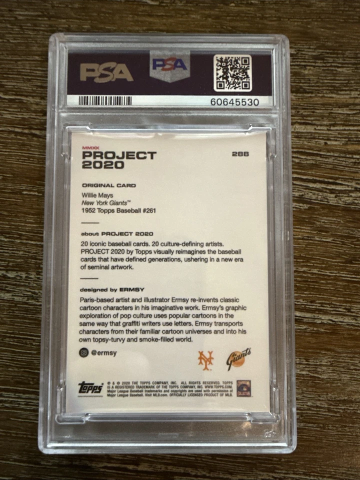 Topps Project 2020 Willie Mays By Ermsy #288 PSA 10 Gem Giants Baseball - Image 2 of 2