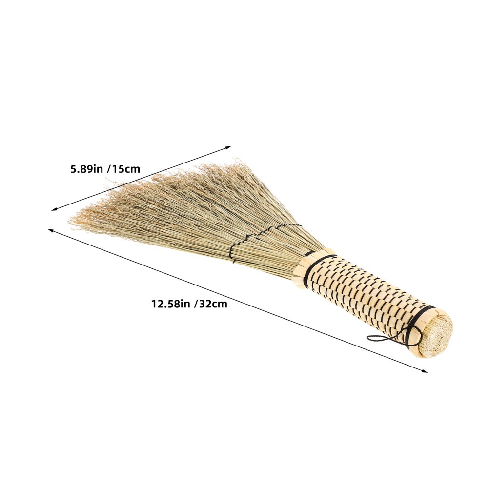 2 Pcs Broom and Dustpan Short Handled Kitchen Small Garden Straw