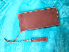 Vintage Top Grain Cowhide Leather Trucker Biker Wallet with Chain and Zipper