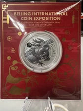 2024 AUS 1 oz Silver Koala Beijing Expo Colorized Panda Privy Coin in card