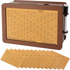 Wooden Cash Money Saving Box,Piggy Bank for Kids  Adults,10000 Savings Challeng