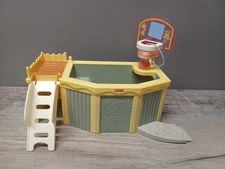 Fisher Price Loving Family Townhouse Dollhouse Swimming Pool Basketball Hoop