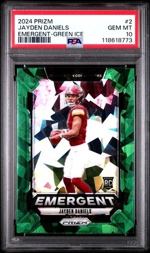 2024 Panini Prizm - Emergent Jayden Daniels #2 Green Ice Prizm (RC) PSA 10