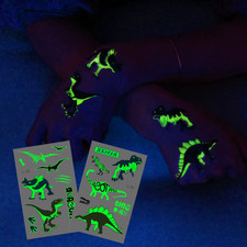 10 x Glow in the Dark Neon UV Temporary Tattoos 10 Sheets Dinosaur Stickers