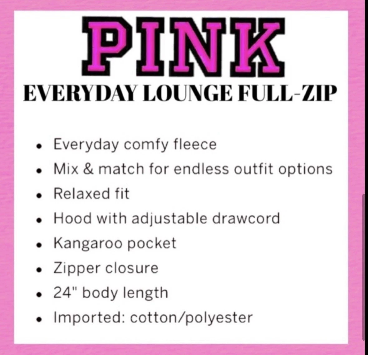 UNDERCOVER Felpa con cappuccio VS PINK Everyday full zip viola M felpa tasche giacca con cappuccio nuova con etichetta’s