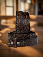 Western Belt Handmade Strap Men's Full Grain Leather No Buckle Cowboy Rodeo Belt