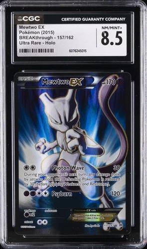 2015 POKEMON BREAKTHROUGH ULTRA RARE HOLO #157/162 MEWTWO EX CGC 8.5