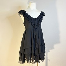 Y2K Black Ruffle Babydoll Top/Dress Dark Coquette Whimsigoth 32-34 Inch Bust