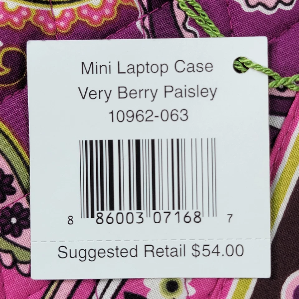 Mini Estuche para Laptop Vera Bradley Muy Berry Paisley Correa Ajustable Carcasa Rígida Nuevo con Etiquetas Foto 3 de 4