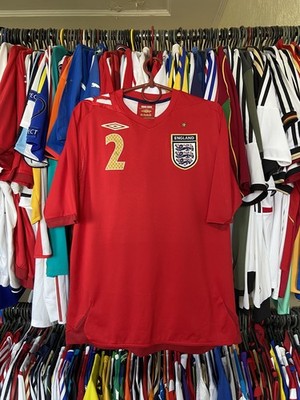 ENGLAND 2006 2008 AWAY SHIRT JERSET UMBRO sz L MEN WHITE #2 G. NEVILLE