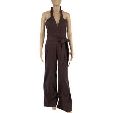 JLO By Jennifer Lopez Damen Braune Neckholder Ausgestelltes Bein Overall GRÖSSE