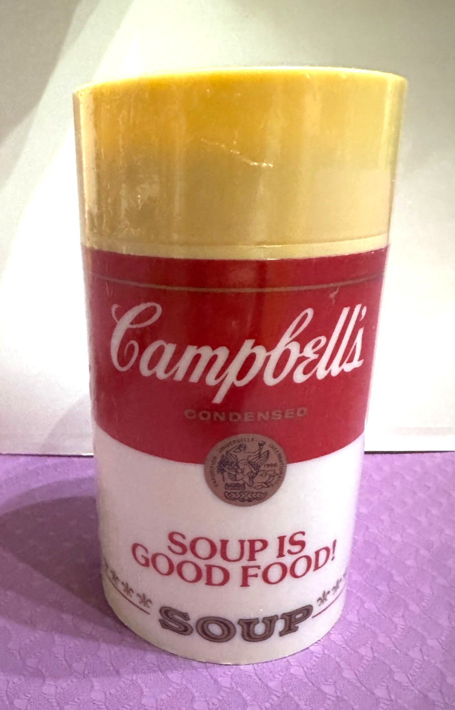 Vtg, New Sealed Campbell's Soup thermos container- ENGLISH & FRENCH SIDE-RARE