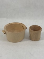 Juego de 2 barriles de cubos de madera en miniatura para casa de muñecas de madera sin pintar accesorio para muñecas