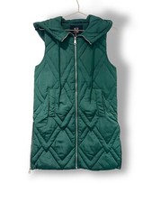 Qed Quilted Hooded Gilet Jacket Side Zips Green Size S Pockets Outdoor Casual