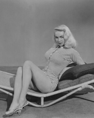 Joi Lansing 1956 Sexy Busty Leggy Pin up Peek a Boo Barefoot Heels 8x10 ...