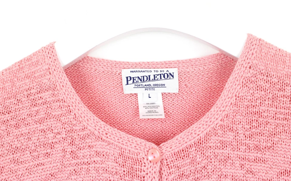PENDLETON Jumper Women's LARGE Petite Cardigan Knitted Button Up Pink - Image 4 of 4