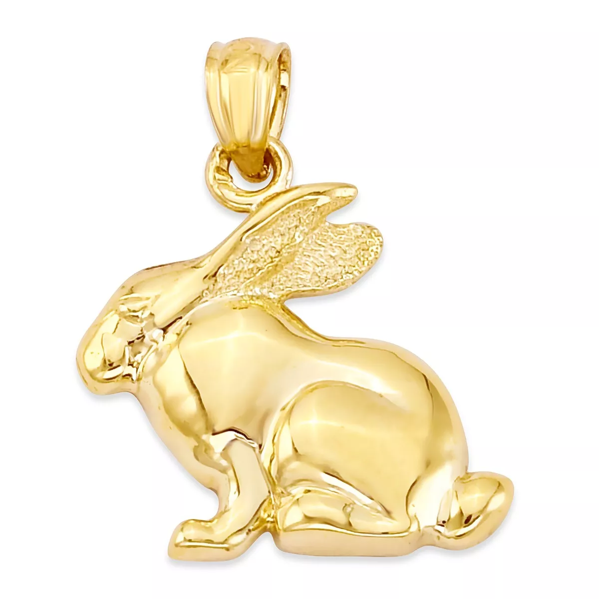 Real Solid Gold Rabbit Pendant Polish Finished Available in 10k or