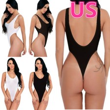 Women's Bodysuit See Through High Cut Backless Thong Leotard Bikini Swimsuit