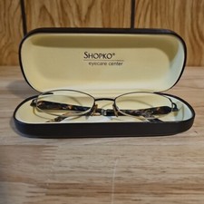 Tortoiseshell Glasses, FRAMES ONLY Green Brown Retro Wire Oval Marchon  case
