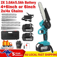 4"+ 6" Mini Electric Chainsaw Cordless Battery Wood Cutter Chain Saws for Makita