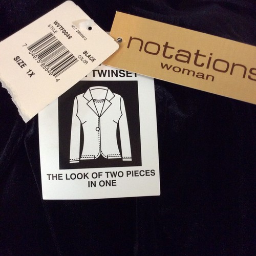 NWT VTG Notations Women's 1XL Black 2-Piece Jacket Tank Top Twin Set Long Sleeve - Picture 9 of 12