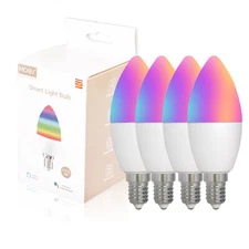 MOES 2/4Pcs WiFi Smart Candle LED Light Bulbs E12 5W Dimmable RGB Color Changing