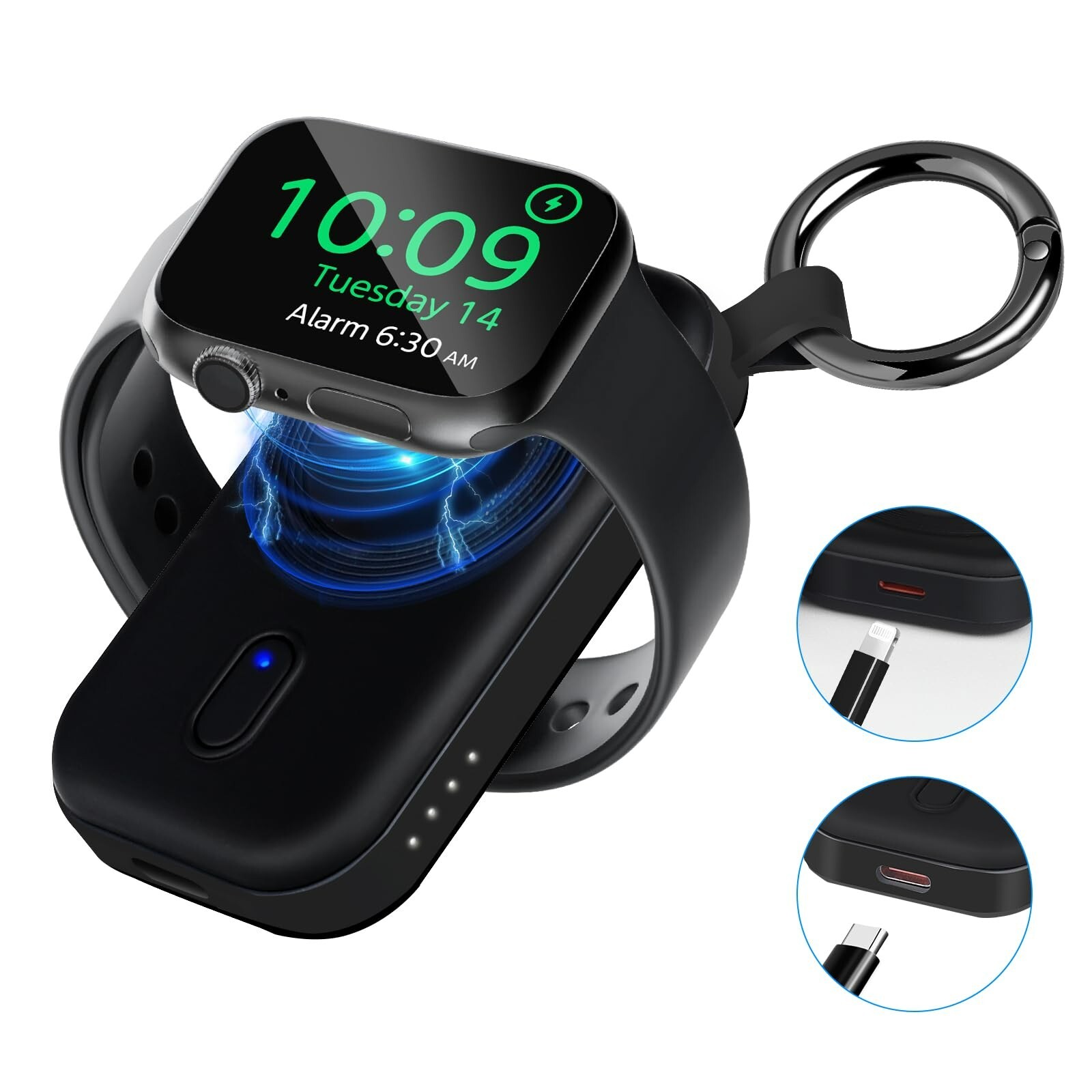 Portable Charger for Apple Watch, AOKIMI Magnetic iWatch Charger 1300mAh Keychai-image