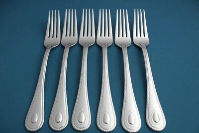 6 Dinner Forks Lenox FRENCH PERLE 18/10 Stainless Vietnam NEW 8 1/4"
