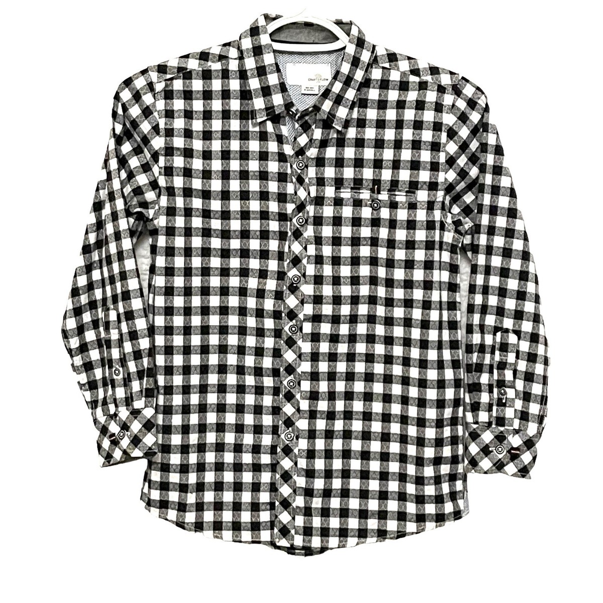 craft flow dress shirts Craft + Flow Shirt Mens 2XL Blue Stretch Casual Button Up Long Sleeve