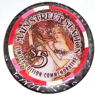 Main Street Station $5 LE #0234 Las Vegas, Nevada Poker Gaming Casino Chip