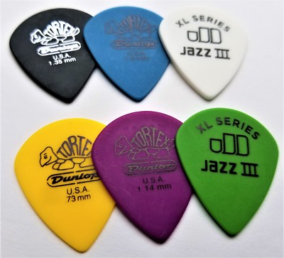  Dunlop Tortex Jazz III XL  6 Picks .73, .88, 1.0, 1.14, 1.35, 1.5mm
