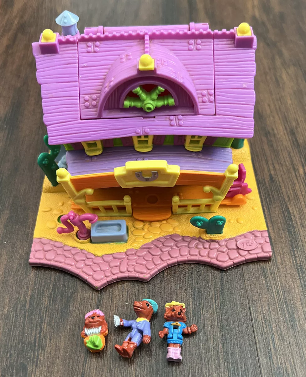 Vintage 1994 Polly Pocket Horse House Western Saloon W 3 Figures