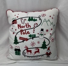 North Pole Christmas Throw Pillow 18” X 18”
