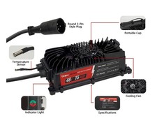 Tepu Smart 48 Volt 15 AMP Golf Cart Battery Charger 3 Pin Round Plug