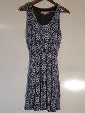 Loft Dress Womens Medium Multi-Color Blue Print Scoop Neck Sleeveless Washable
