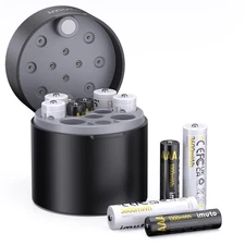 Rechargeable 6 AA and 4 AAA Lithium Batteries with Charger,Li-ion and NiMH Ba...