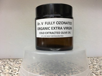 FULLY OZONATED OIL 4 FL OZ.  OLIVE OIL, ORGANIC, EXTRA VIRGIN, COLD EXTRACTED.