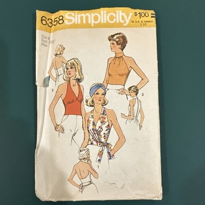 Simplicity 6358 Top Halter Vintage 70 s, Size 8